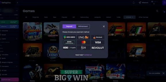 Betspino interface